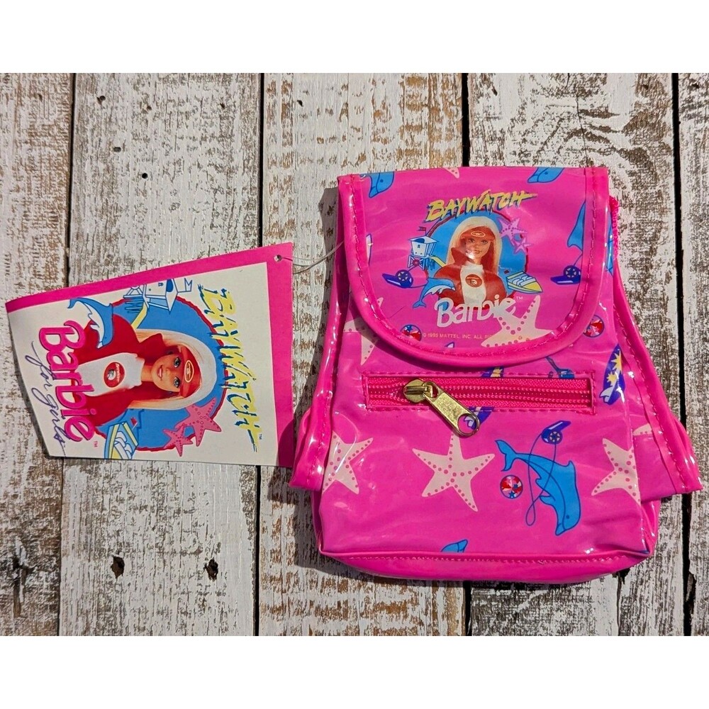 NOS Vintage 90s Baywatch Barbie Mini Pink Backpack Bag Purse New Beach Collector